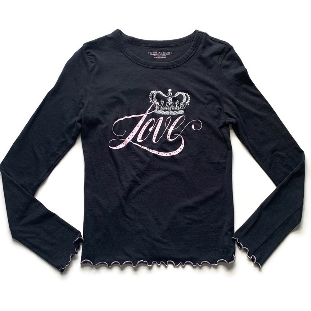 NWOT XS/S Victoria Secret Love Black Long Sleeve